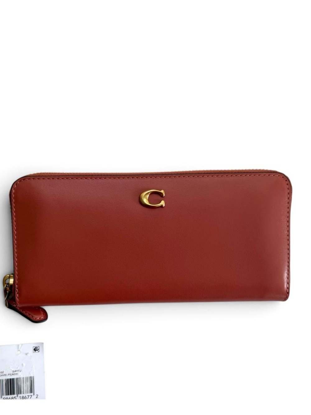 Coach Essential Dark Peach Leather Slim Zip Wallet Womens NWT - Picture 3 of 13